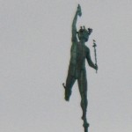 A Starling Covered Mercury Statue