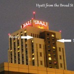 The Hyatt - Where Beauty and Tiercel were as it got dark. 2/25/13