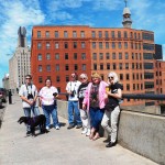 left to right Larry O, MAK, Shaky, Carol C, Kathy O and Dana on the Broad St Bridge. 6-9-13