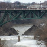 Two Giant Piles of Dirty Snow Smith St Bridge -3-15-15