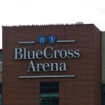 Pigeons Lined up on Blue Cross Arena -2-1-16