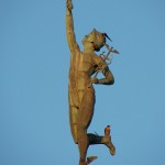 End of Banding Day - Beauty & Dot.ca on Guard (Mercury Statue)